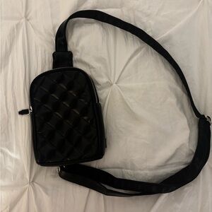 Black Faux Leather Crossbody Bag